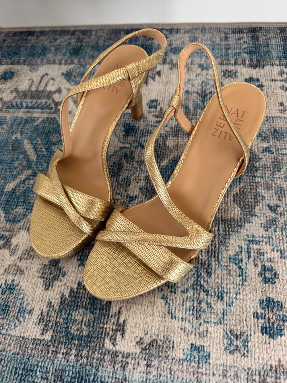 Naturalizer Gold Strappy Slingback Heels